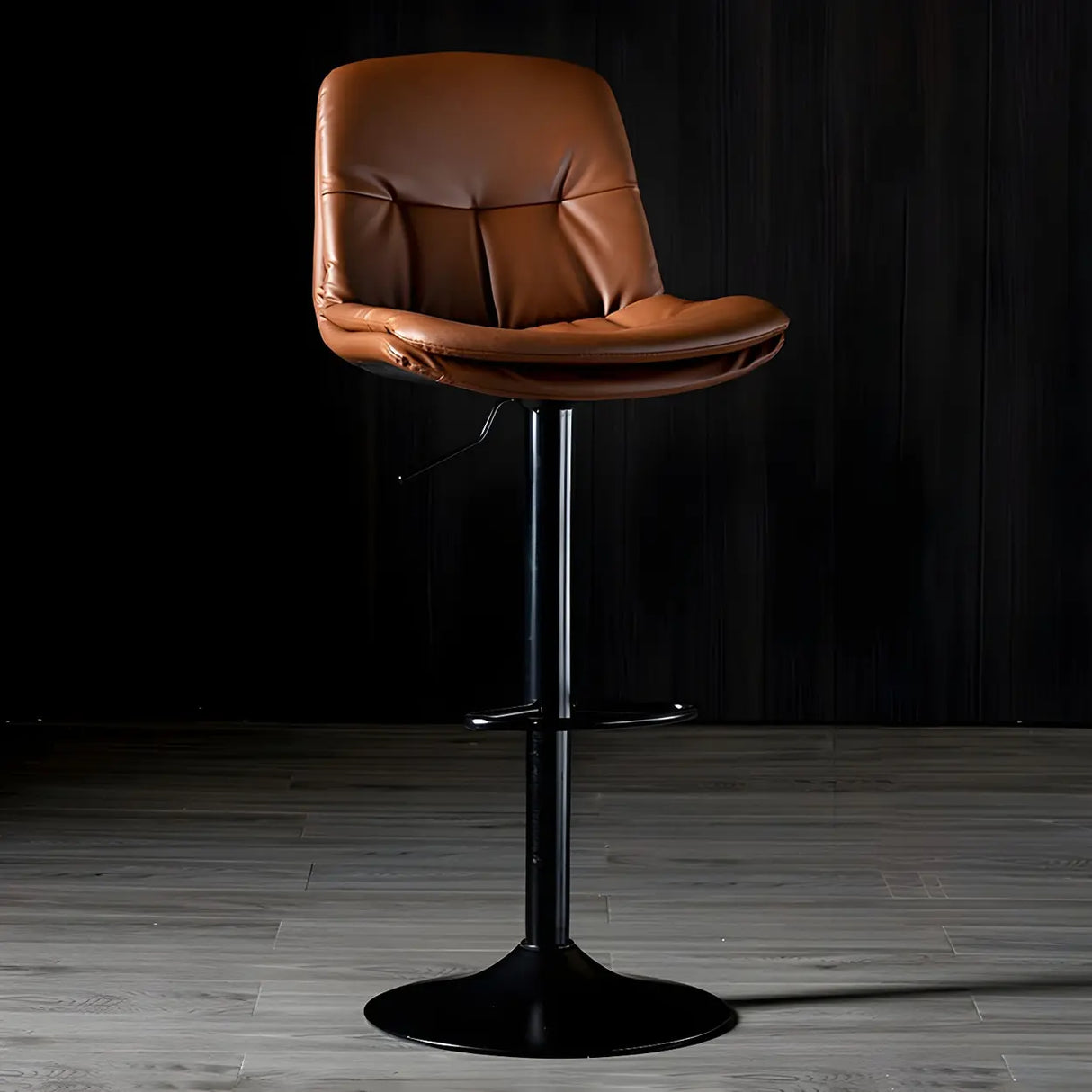Adjustable Leather Backrest Armless Swivel Bar Stool Image - 72