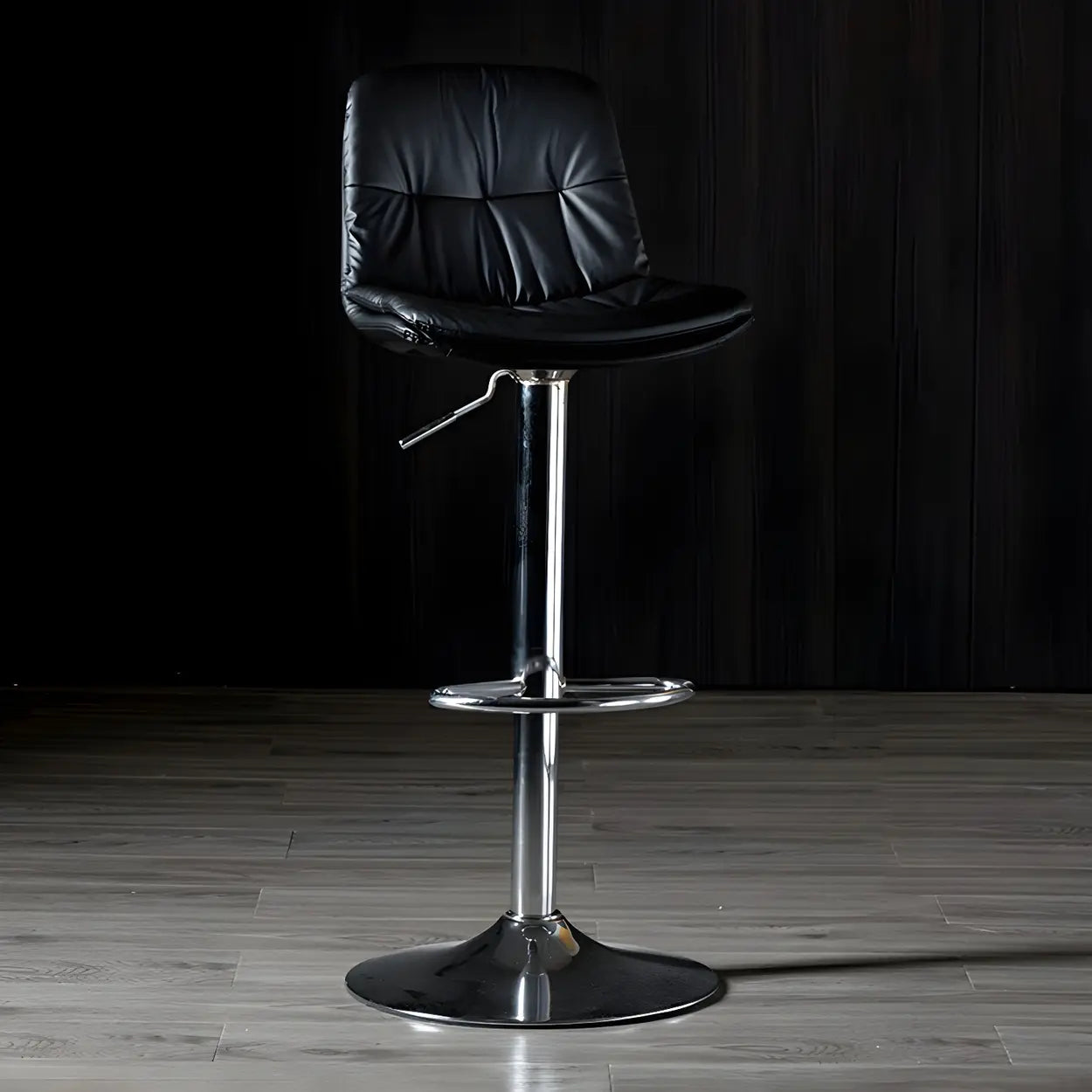 Adjustable Leather Backrest Armless Swivel Bar Stool Image - 75