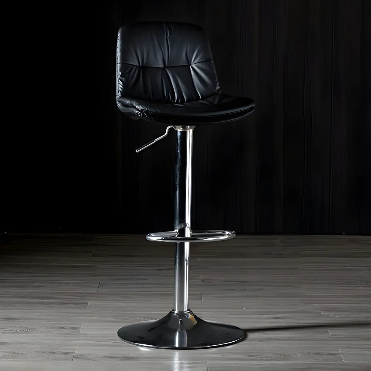 Adjustable Leather Backrest Armless Swivel Bar Stool Image - 75