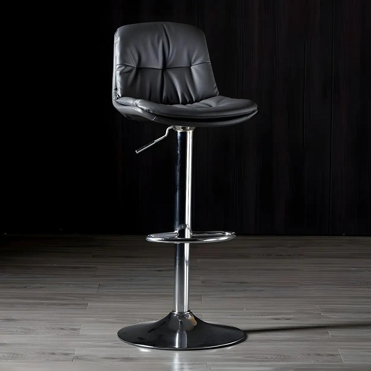 Adjustable Leather Backrest Armless Swivel Bar Stool Image - 76