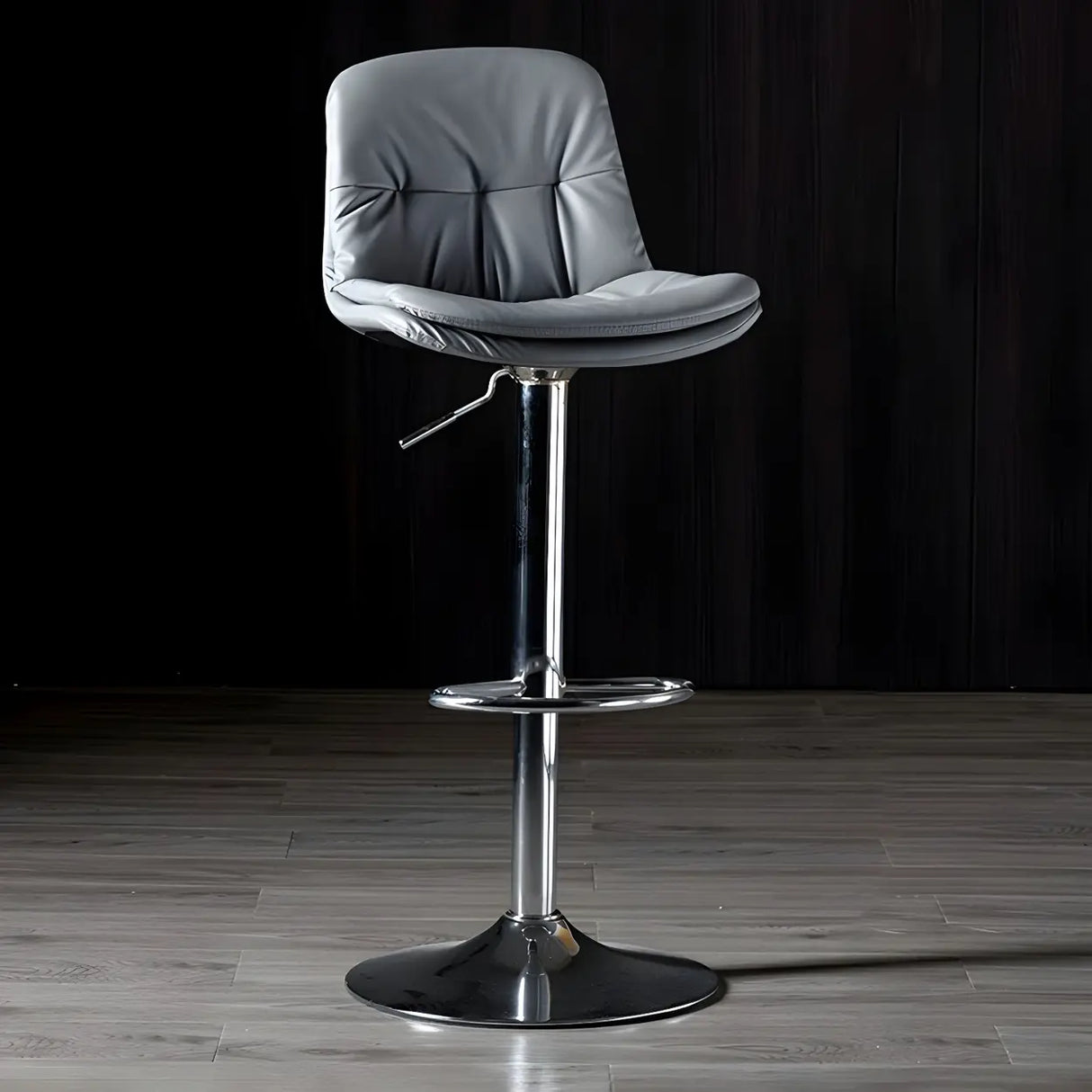 Adjustable Leather Backrest Armless Swivel Bar Stool Image - 77