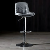 Adjustable Leather Backrest Armless Swivel Bar Stool Image - 77