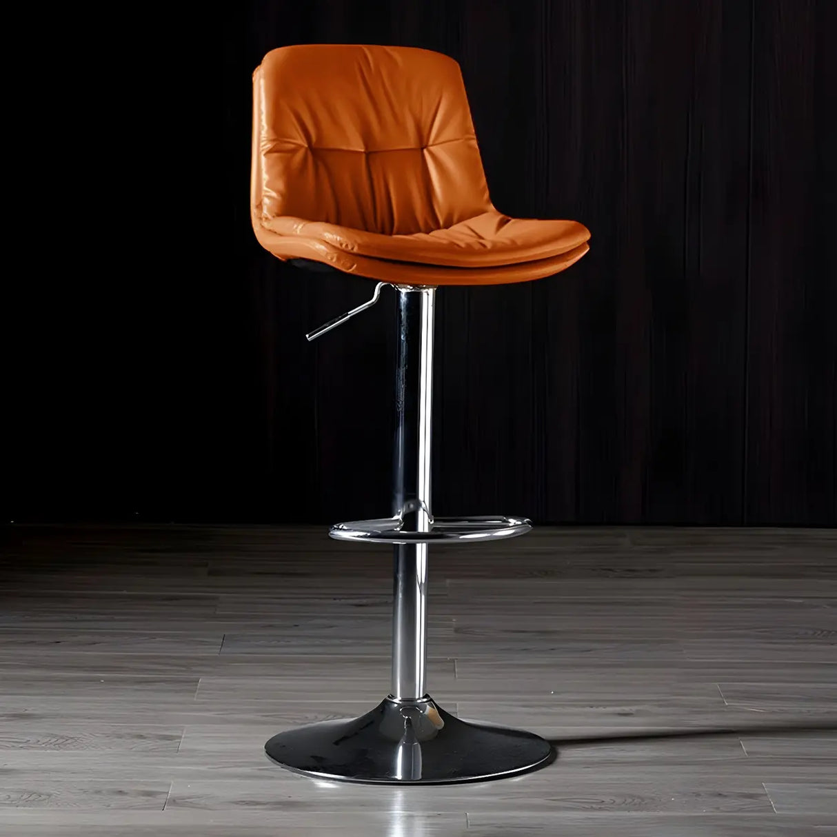 Adjustable Leather Backrest Armless Swivel Bar Stool Image - 78