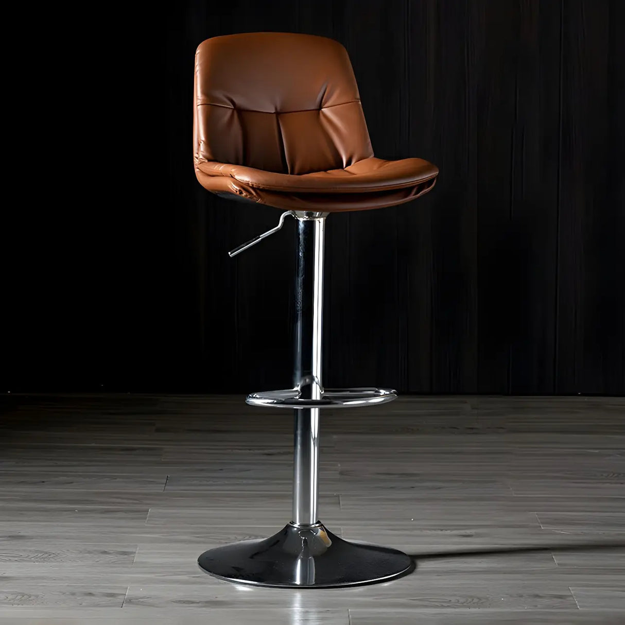 Adjustable Leather Backrest Armless Swivel Bar Stool Image - 79