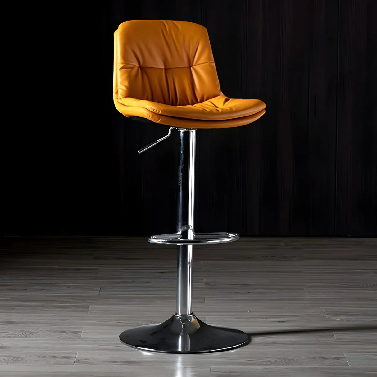 Adjustable Leather Backrest Armless Swivel Bar Stool Image - 80