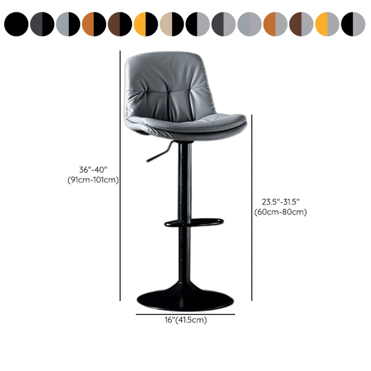 Adjustable Leather Backrest Armless Swivel Bar Stool 