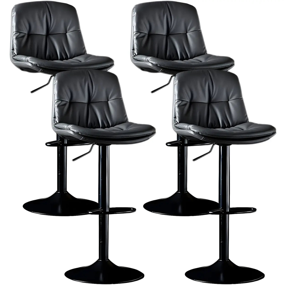 Adjustable Leather Backrest Armless Swivel Bar Stool Image - 12