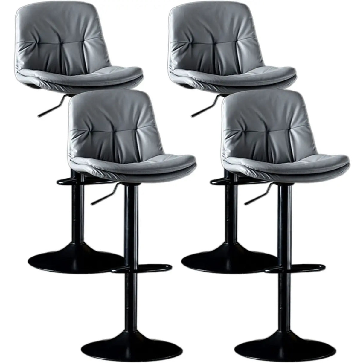 Adjustable Leather Backrest Armless Swivel Bar Stool Image - 19