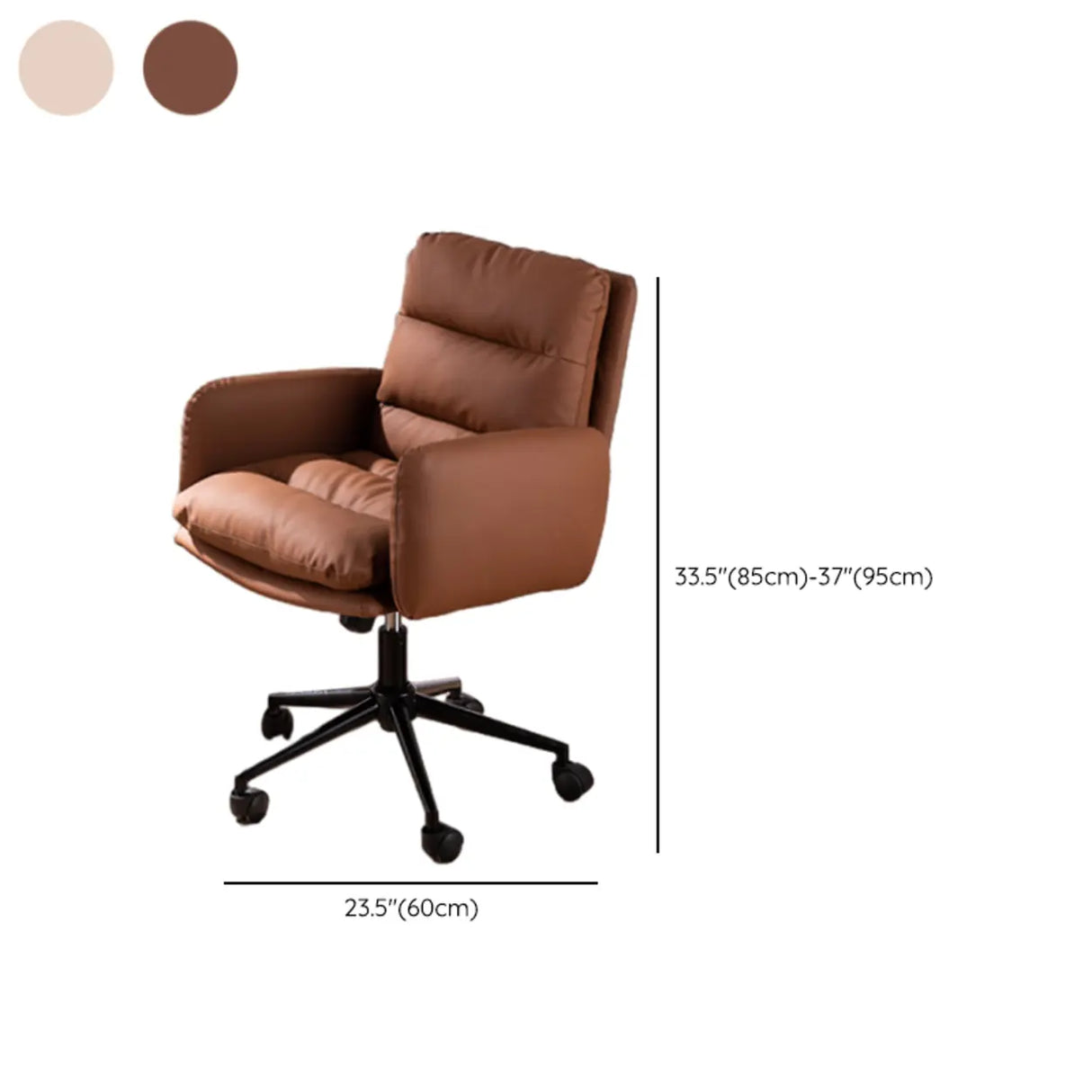 Adjustable Leather Swivel Coffee Task Metal Office Chair Image - 12