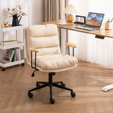 Adjustable Leather Swivel Coffee Task Metal Office Chair Image - 4