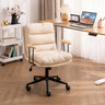 Adjustable Leather Swivel Coffee Task Metal Office Chair Image - 4