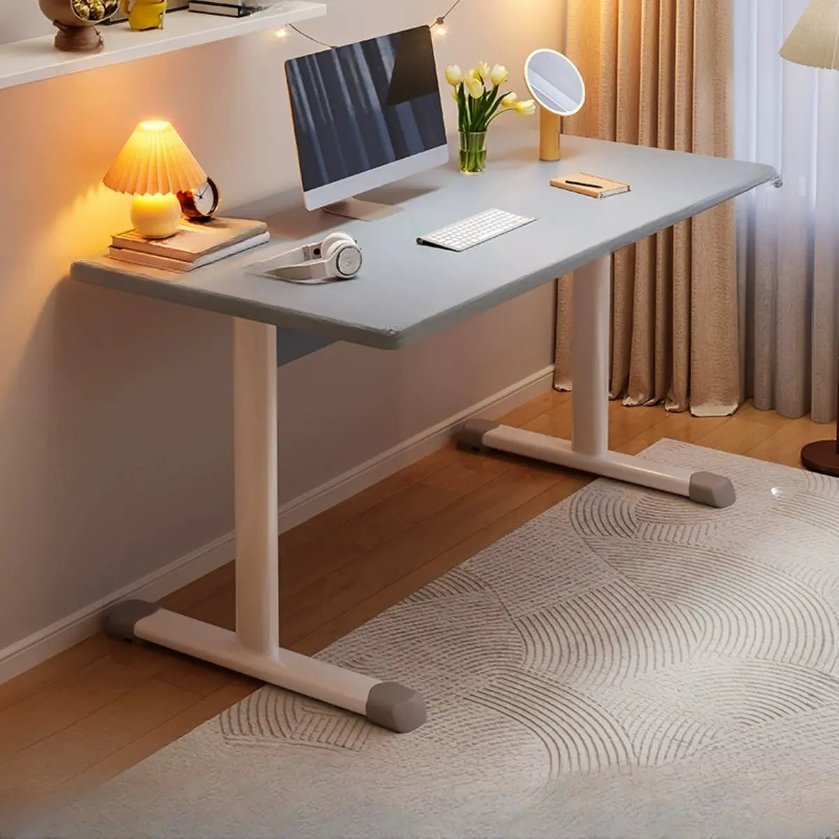 Adjustable Manufactured Wood T-Shape Computer Desk Image - 18