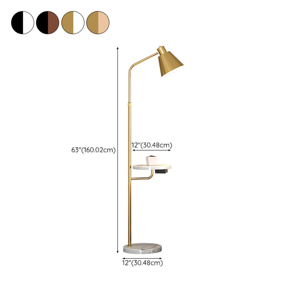 Adjustable Marble Side Table Modern Cone Floor Lamp 