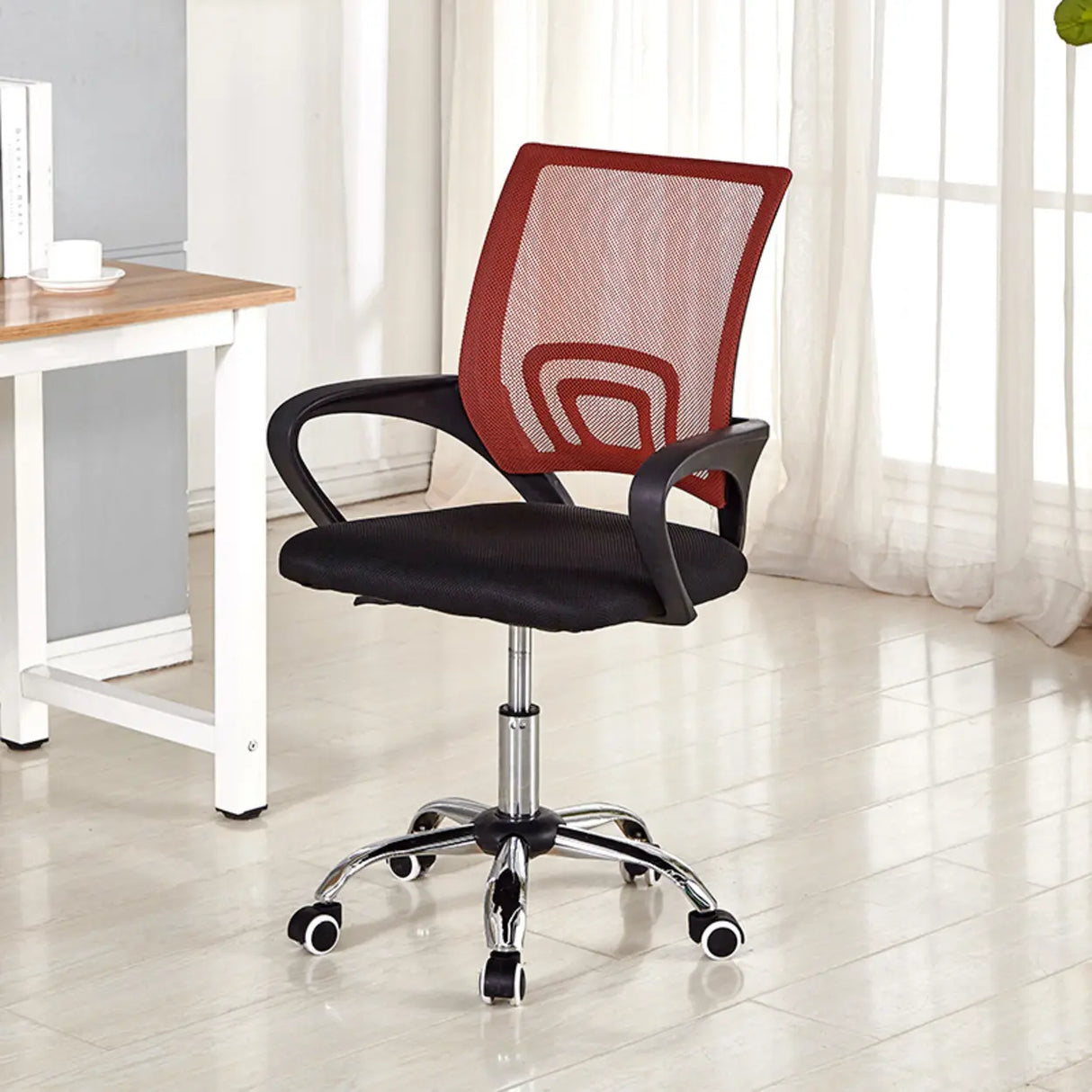 Adjustable Mesh Ergonomic Office Chair Black With Wheels Image - 4