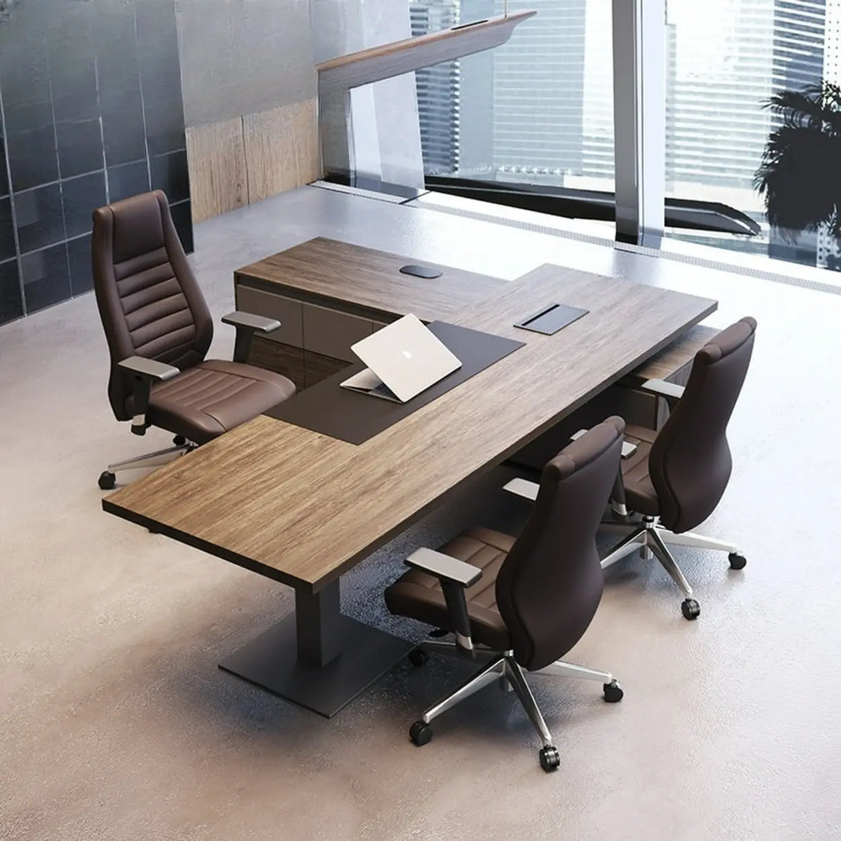 Adjustable Metal Ergonomic Leather Executive Office Chair Image - 1