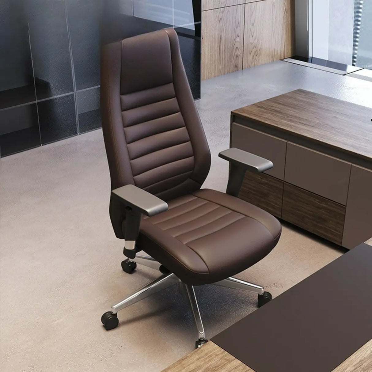 Adjustable Metal Ergonomic Leather Executive Office Chair Image - 6