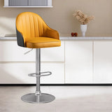 Adjustable Modern Leather Swivel Bar Stool with Arm Footrest Image - 15