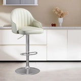 Adjustable Modern Leather Swivel Bar Stool with Arm Footrest Image - 18