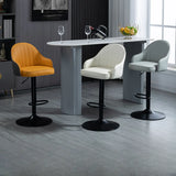 Adjustable Modern Leather Swivel Bar Stool with Arm Footrest Image - 3