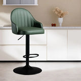 Adjustable Modern Leather Swivel Bar Stool with Arm Footrest Image - 4