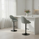 Adjustable Modern Leather Swivel Bar Stool with Arm Footrest Image - 4