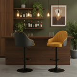Adjustable Modern Leather Swivel Bar Stool with Arm Footrest Image - 6