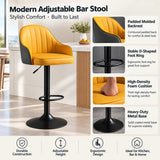 Adjustable Modern Leather Swivel Bar Stool with Arm Footrest Image - 8