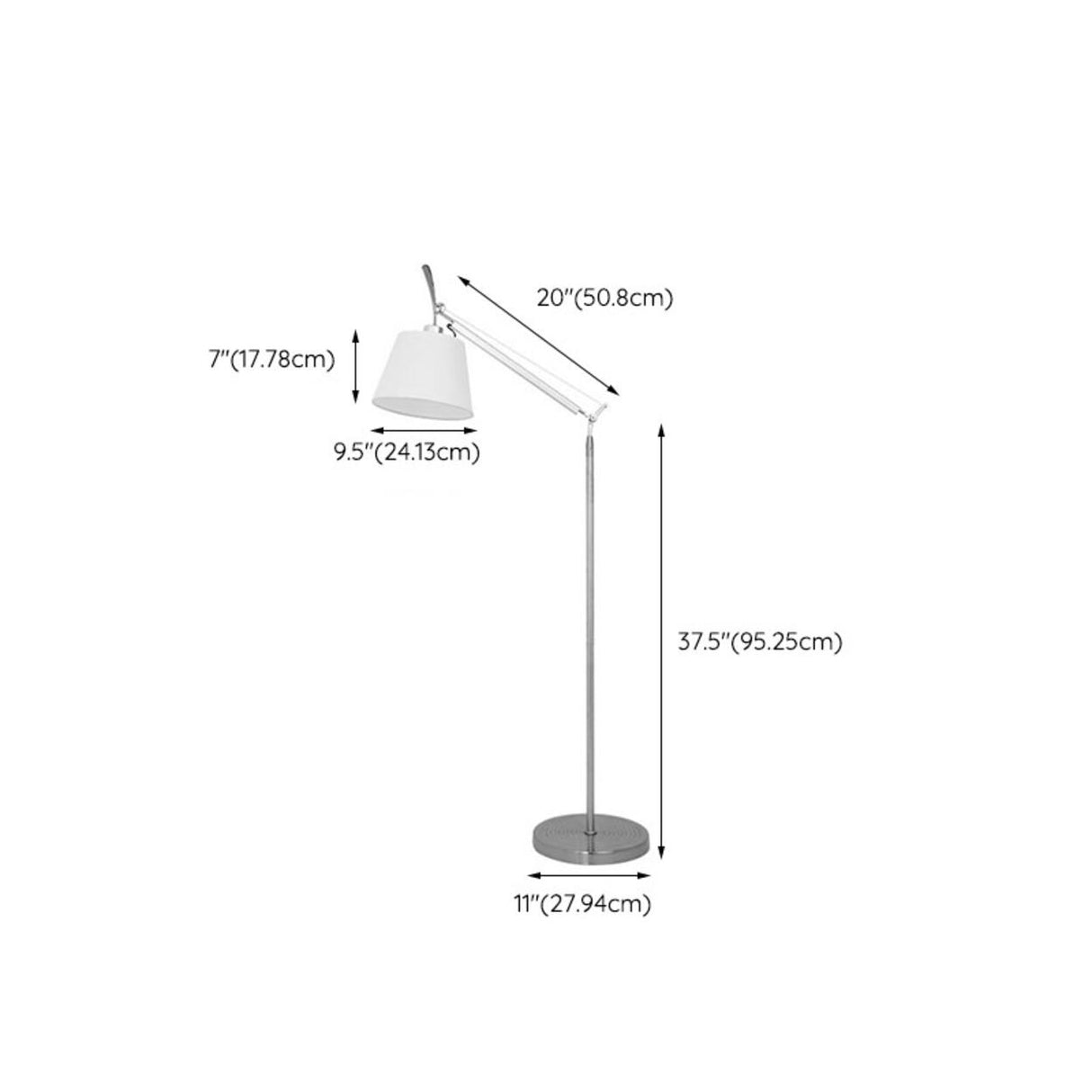 Adjustable Modern White Barrel Swing Arm Floor Lamp 