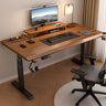 Adjustable Nut-Brown Wooden Rectangular Computer Desk Image - 2