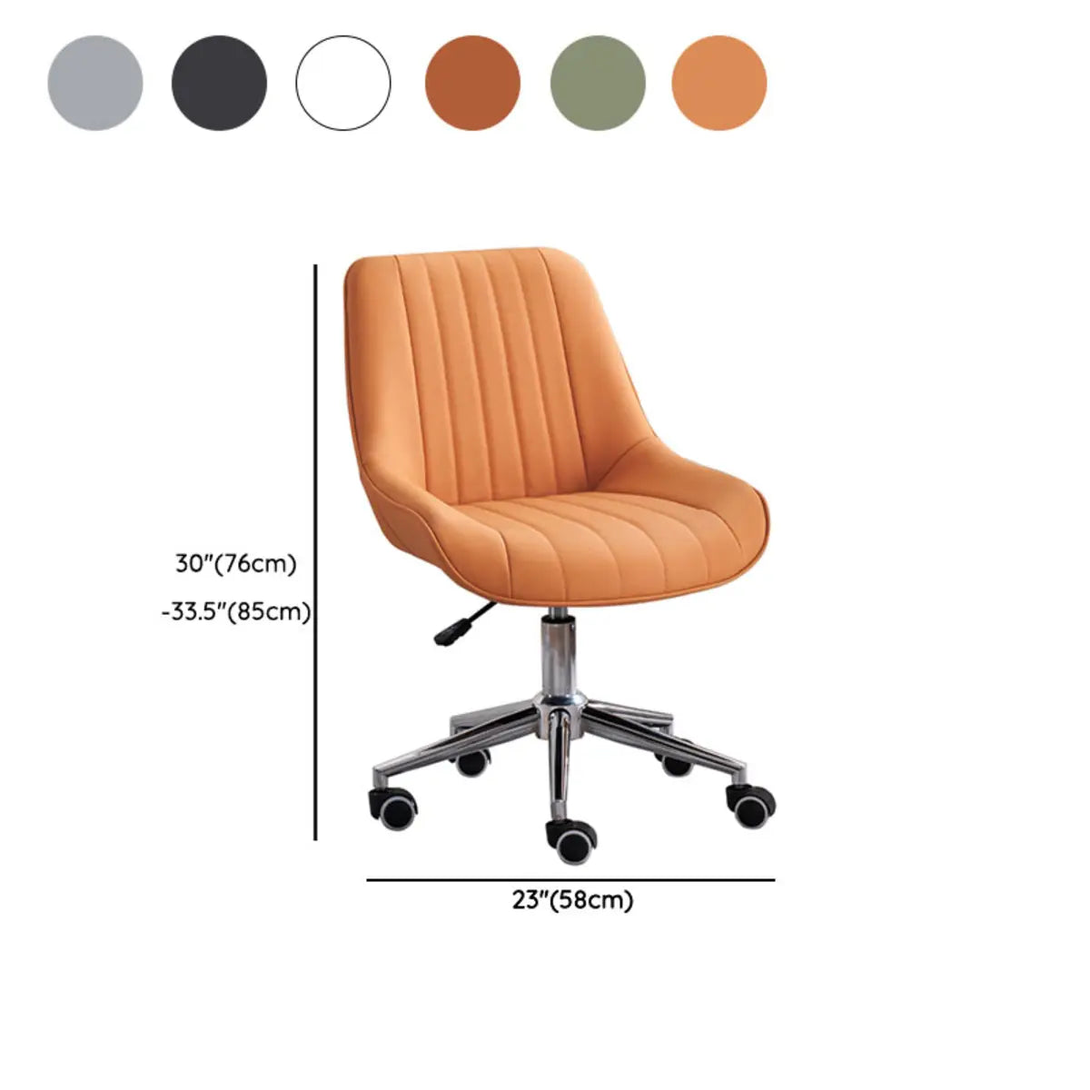 Adjustable Orange Ergonomic PU Leather Home Office Chair 