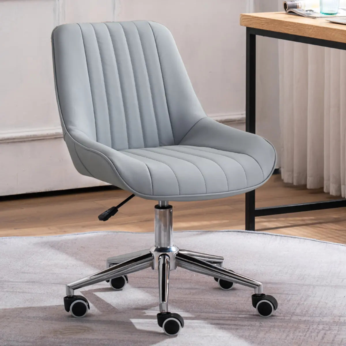 Adjustable Orange Ergonomic PU Leather Home Office Chair Image - 8