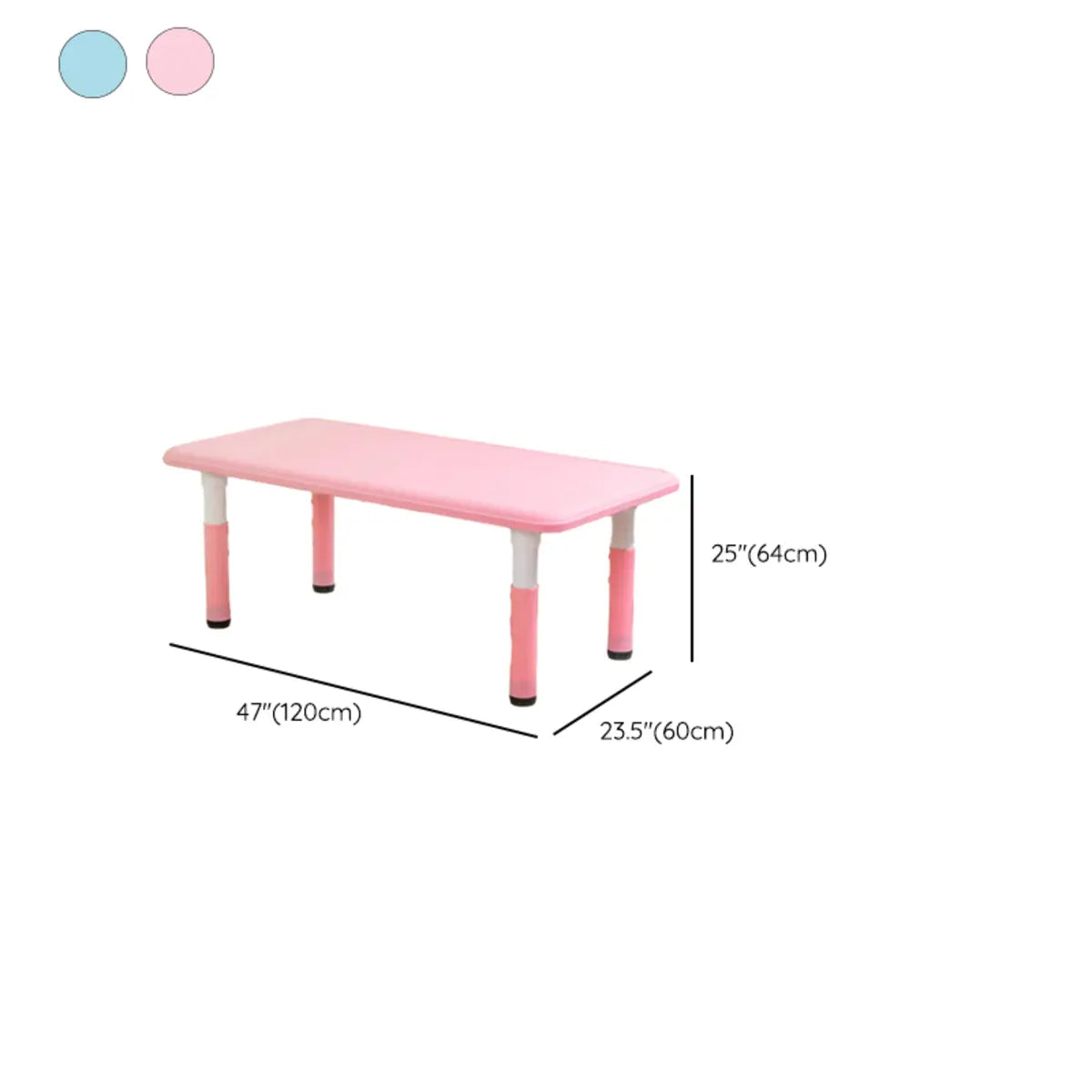 Adjustable Pink Blue Rectangle Toddler Table Chair Set 