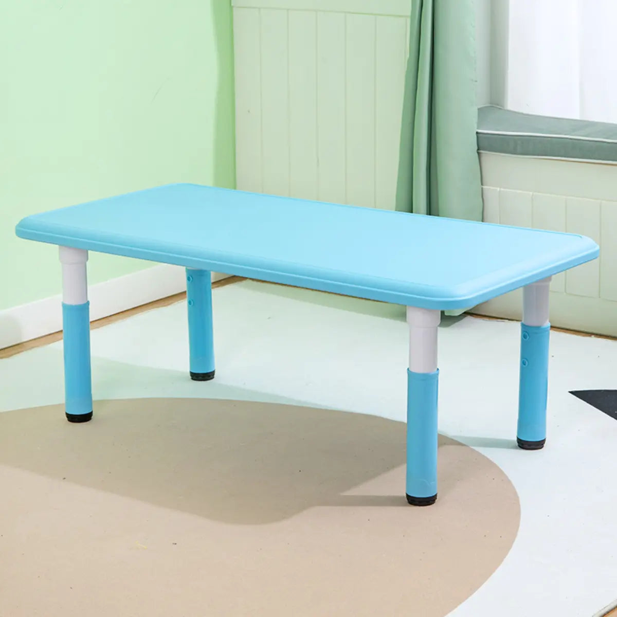 Adjustable Pink Blue Rectangle Toddler Table Chair Set Image - 3