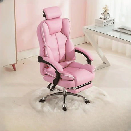 Adjustable Pink Ergonomic Swivel Recline Boss Office Chair Image - 1