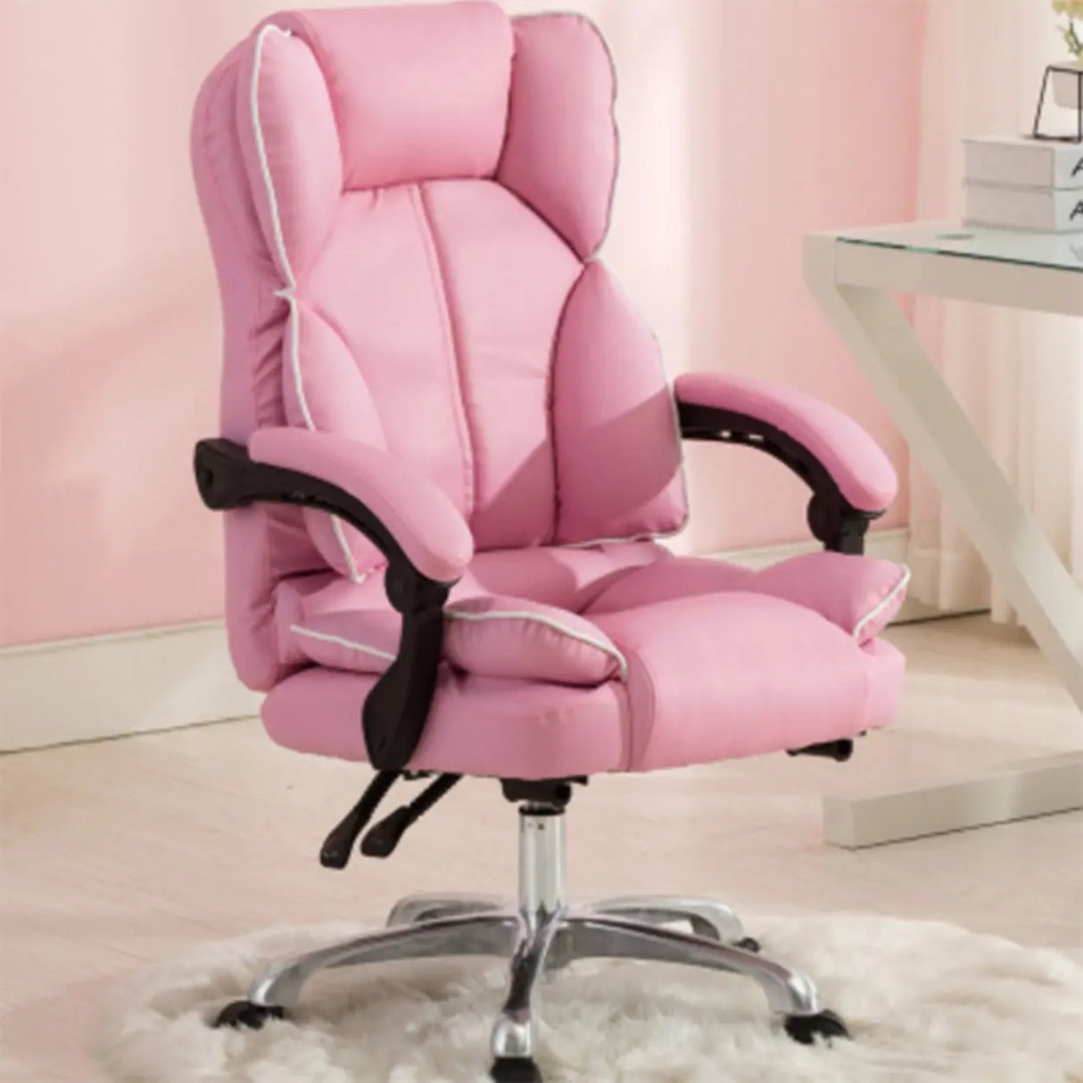 Adjustable Pink Ergonomic Swivel Recline Boss Office Chair Image - 27