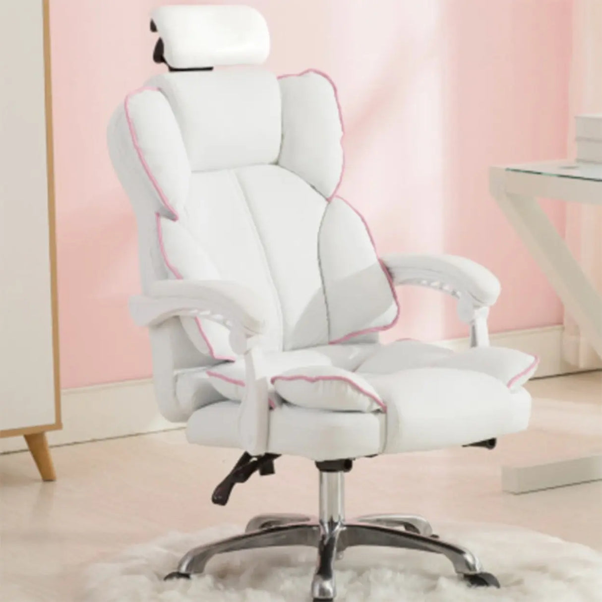 Adjustable Pink Ergonomic Swivel Recline Boss Office Chair Image - 15