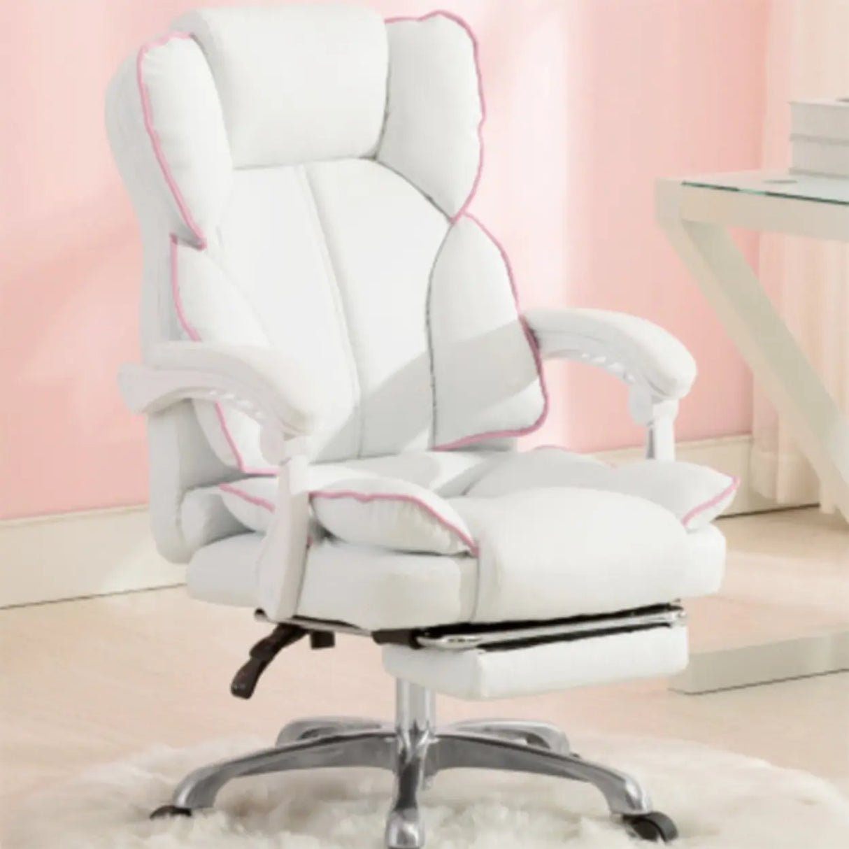 Adjustable Pink Ergonomic Swivel Recline Boss Office Chair Image - 21