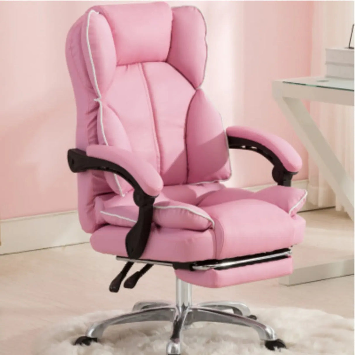 Adjustable Pink Ergonomic Swivel Recline Boss Office Chair Image - 22