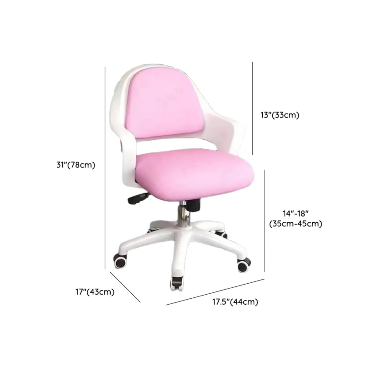 Adjustable Pink Ergonomic Upholstered Swivel Office Chair Image - 11