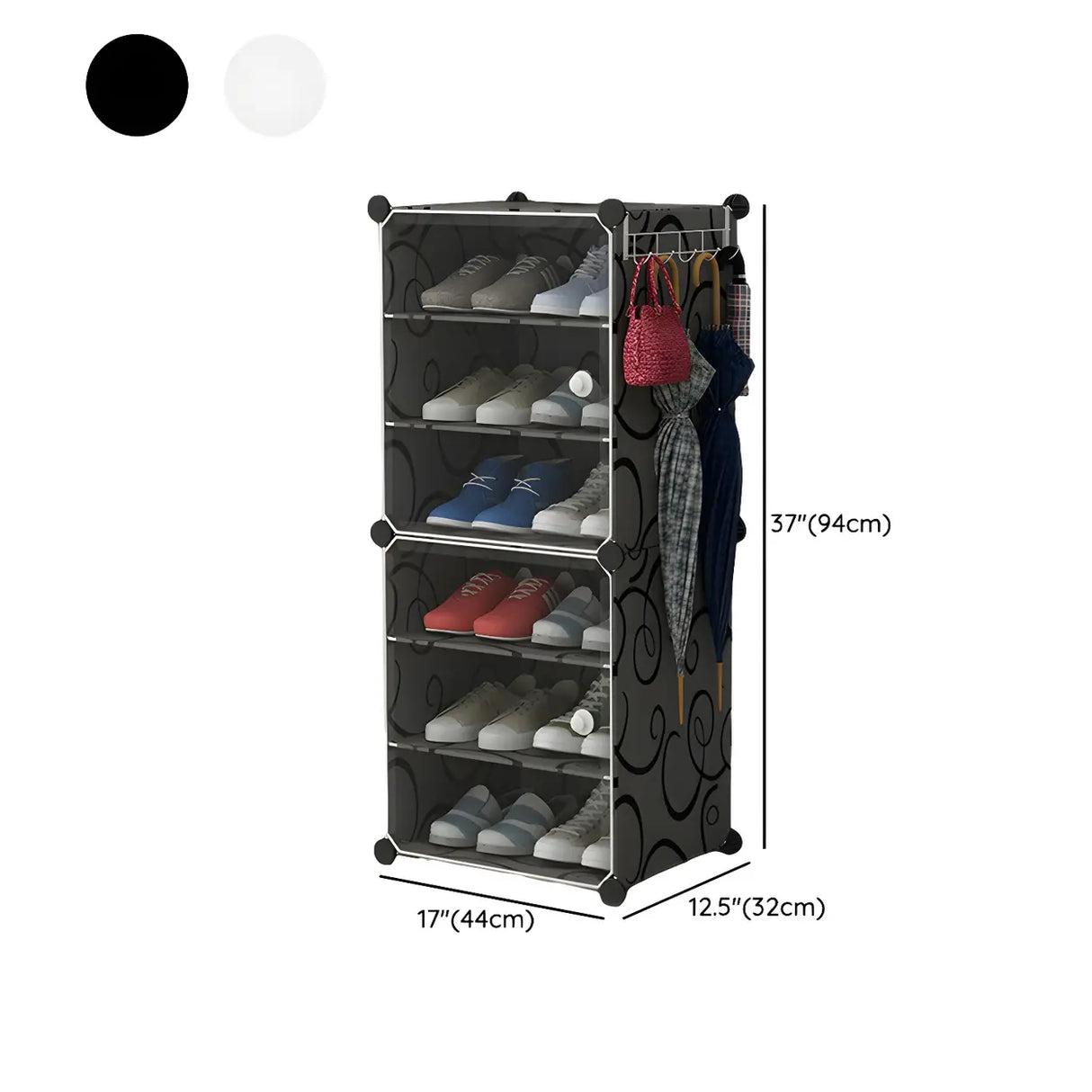 Adjustable Plastic Hallway White Medium Shoe Storage 
