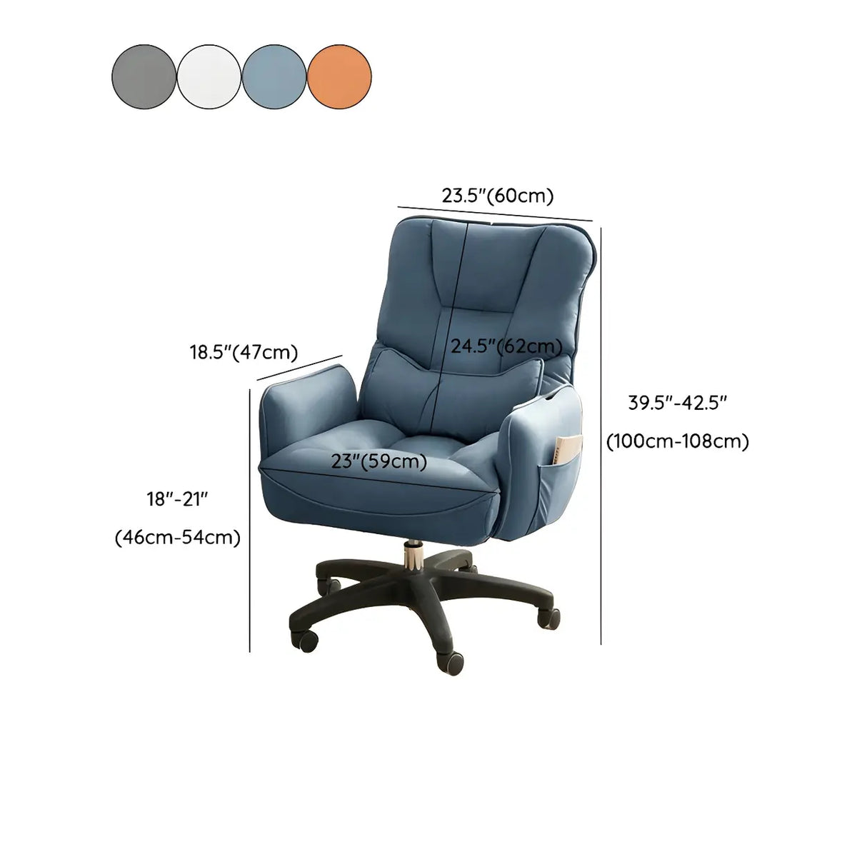 Adjustable Recliner Faux Leather Office Chair with Headrest 