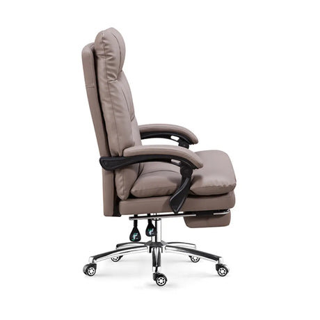 Adjustable Recliner Leather Office Chair with Footrest Image - 2