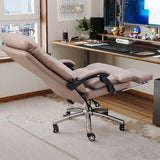 Adjustable Recliner Leather Office Chair with Footrest Image - 5