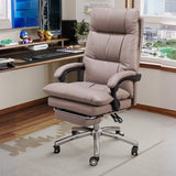 Adjustable Recliner Leather Office Chair with Footrest Image - 6