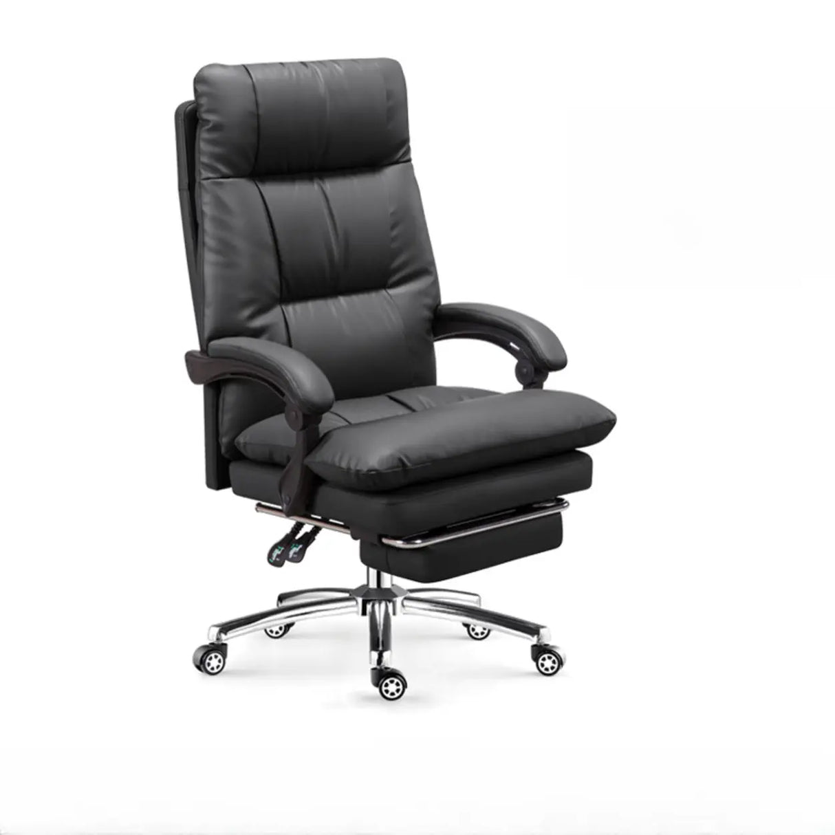 Adjustable Recliner Leather Office Chair with Footrest Image - 8