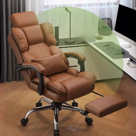 Adjustable Recliner Swivel Leather Office Chair with Wheels Image - 1