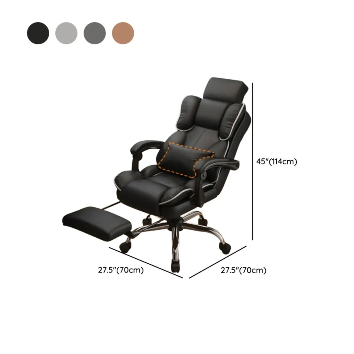 Adjustable Recliner Swivel Leather Office Chair with Wheels Image - 13