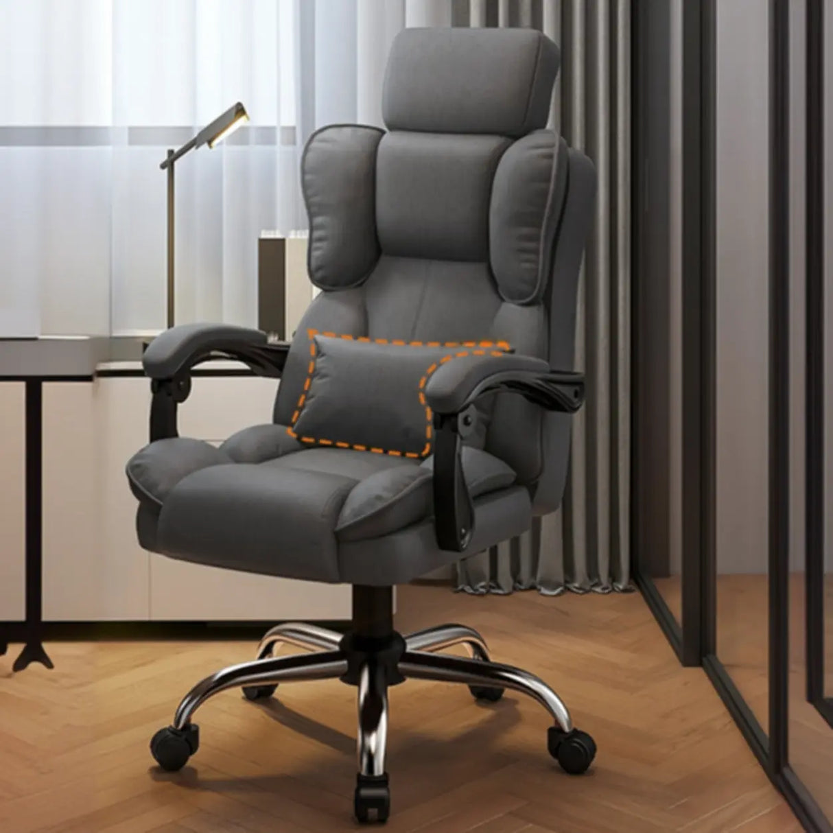Adjustable Recliner Swivel Leather Office Chair with Wheels Image - 3