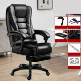 Adjustable Reclining Leather Office Chair with Leg Rest Image - 3
