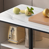 Adjustable Rectangle Stone Grey Kitchen Island Trolley Image - 10